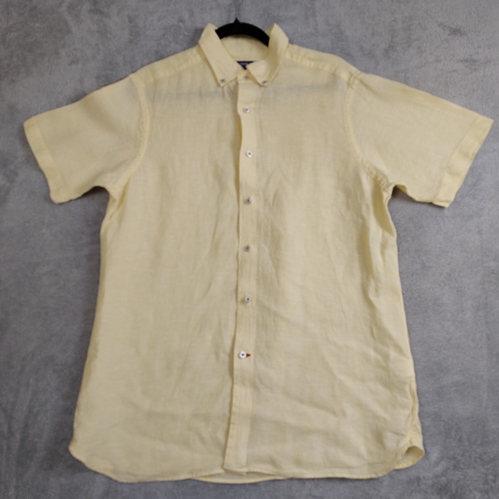 Daniel Cremieux Signature 100%‎ Linen Shirt Mens Sz M Light Yellow Button Down